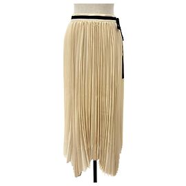 Autre Marque Falda larga de pliegues aleatorios de cinta CYCLAS Beige