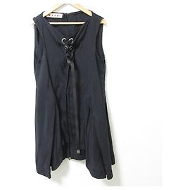 Vestido com cinto de couro frontal Marni Azul Azul marinho