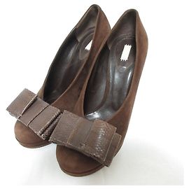 Chloé Escarpins en Suède avec Grand Nœud Chloe Marron
