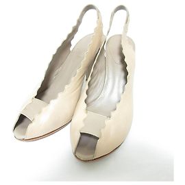 Chloé Sandálias de couro com design Wave da Chloe Bege