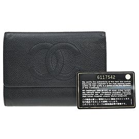 Chanel Timeless CC Trifold Wallet Shiny Aged Calfskin Compact Black