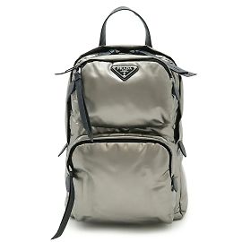 Zaino Prada Triangle in nylon nero e argento Nero Argento