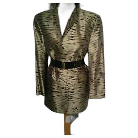 Laurèl Seidenjacke lang Beige Zebra Muster Beige