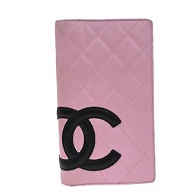 Chanel Cambon Bifold Wallet Leather Pink