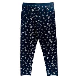 Chanel 20C Runway Black CC Logo Pants Leggings FR 42 Black White