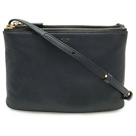 Céline Sac/ Pochette Celine Trio Petit en Cuir Noir Noir