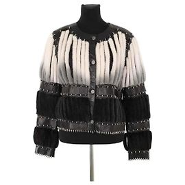 Roberto Cavalli Schwarze Lederjacke Schwarz