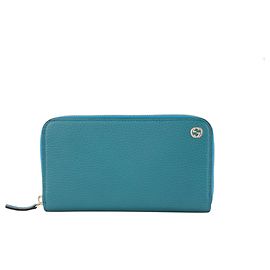 GUCCI - GG Marmont Wallet in Blue Grained Leather Blue