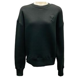Schwarzer Prägung Herz Crew Sweatshirt AMI Paris von Alexandre Mattiussi Schwarz