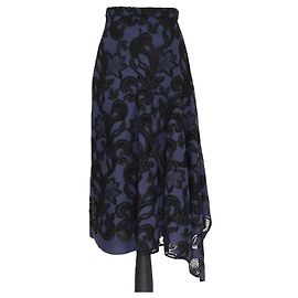 Erdem Midirock mit blauen/schwarzen floralen Ausschnitten Schwarz Blau