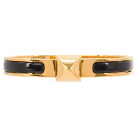 HERMÈS - Mini Clic Medor Armband aus schwarzem Emaille Schwarz