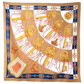 HERMÈS - Lenço 90 Cliquetis Hermès em seda multicolorida Multicor