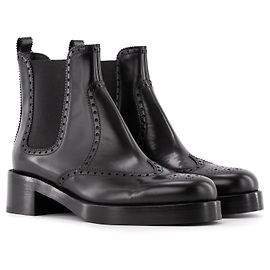 HERMÈS - Botins Hill Hermès em couro liso preto (T39) Preto