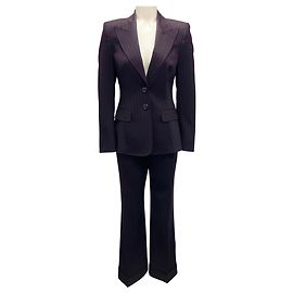 Conjunto de blazer e calça listrado em berinjela Escada Roxo
