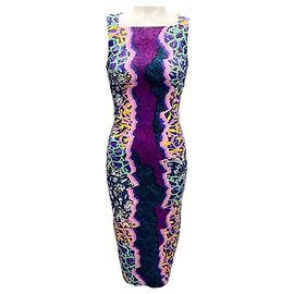Vestido sem mangas Kia em viscose stretch marinho de Peter Pilotto Multicor