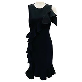 Vestido de cocktail preto de lã com babados da coleção Michael Kors Preto