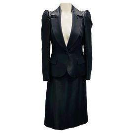 Set Blazer Testurizzato Nero e Gonna Midi Alexander McQueen Nero