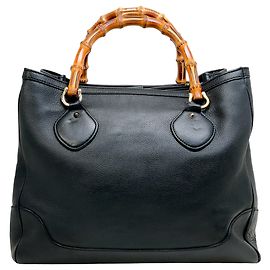 Bolso Mediano Diana de cuero negro Gucci con asas de bambú Negro