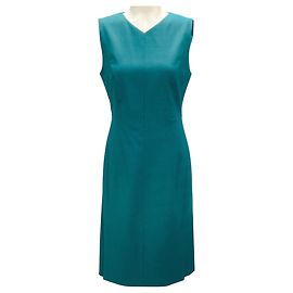 Robe midi crayon sans manches en laine teal Dayami de Hugo Boss Bleu