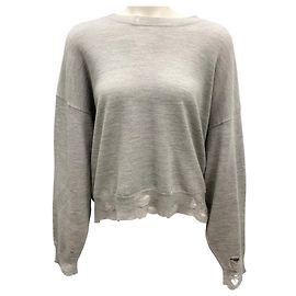 R13 Pull court oversized en molleton gris clair délavé Gris