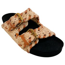 Isabel Marant Natural Raffia / Cognac Trim Lennyo Sandals Brown