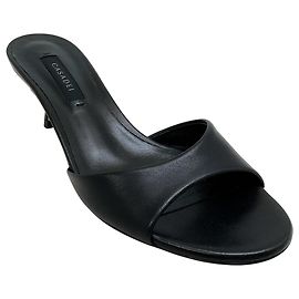Casadei Schwarze Leder Minorca Kitten Heel Sandalen Schwarz