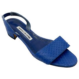Sandalias de cuero de serpiente azul Manolo Blahnik Azul