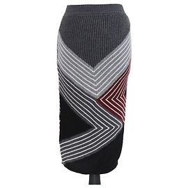 Stella Mc Cartney Falda midi de lana tricotada a rayas multicolor de Stella McCartney Multicolor Otro