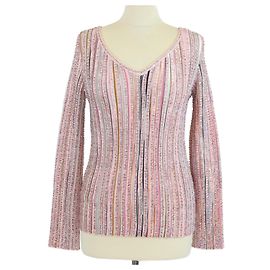 Pull V en viscose mélangée rose clair/multicolore avec sequins Missoni Rose Multicolore