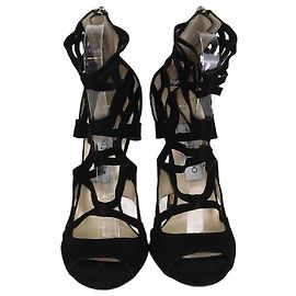 Jimmy Choo Black Suede Caged Gladiator Sandals Black