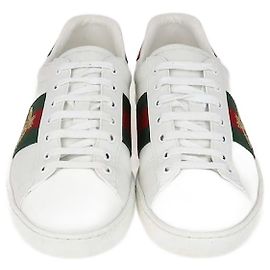 Tênis baixos Gucci Ace em couro branco com abelha Branco
