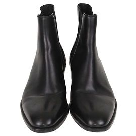 Saint Laurent Black Leather Eddie Chelsea Boots Black
