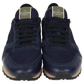 Valentino Navy Blue Mesh Nylon & Leather Rockrunner Sneaker Navy blue