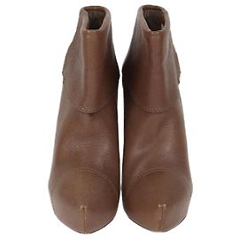 Botas ankle Queen de couro marrom Louis Vuitton Marrom