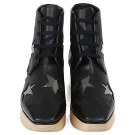 Stella Mc Cartney Sneakers platform Stella McCartney Elyse Star in ecopelle nera con lacci Nero