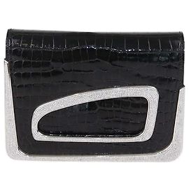 Stéphane Rolland Stephane Rolland Black Crocodile Leather Crystal Limited Edition Talitha Clutch Black