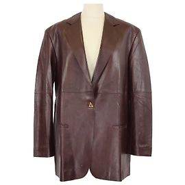 Autre Marque Blazer de couro marrom Aeron Mercedes de um botão Marrom