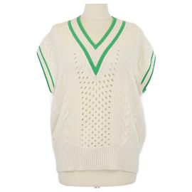 Sandro Beige Green Wool Cashmere Valerian Sleeveless Vest Beige Green