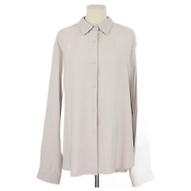 Autre Marque Die beige Rayon-Polyester Langarm-Button-Up-Bluse von Frankie Shop Beige