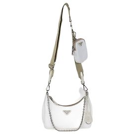 Bolsa Baguette Re-Edition 2005 em Re-Nylon Branco e Couro Saffiano da Prada Branco