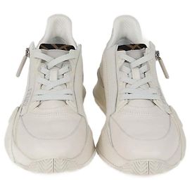 Tênis baixos Fendi em tecido e couro branco com padrão FF Branco