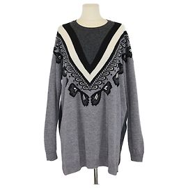 Stella Mc Cartney Oversized Pullover aus schwarzer und weißer Schurwolle von Stella McCartney Schwarz Weiß