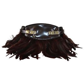 Salvatore Ferragamo Bolsa transversal XS Hug Soft em couro marrom escuro brilhante e penas Ferragamo Castanho escuro