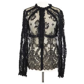 Top in chiffon di pizzo floreale nero in misto cotone Dolce & Gabbana Nero