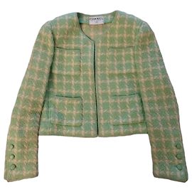CHANEL green wool houndstooth jacket - Spring Summer 1996 Green