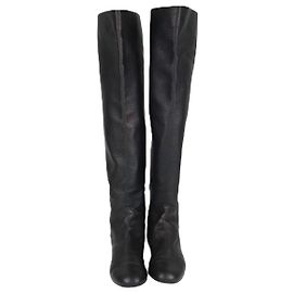 Giuseppe Zanotti Black Leather Over-the-Knee Boots Black