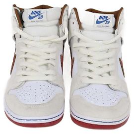 Nike SB Sail Bright Crimson Suede and Leather Dunk High Top Sneakers Other