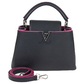 Sac Capucines BB en cuir noir/fuchsia Louis Vuitton Noir Fuschia