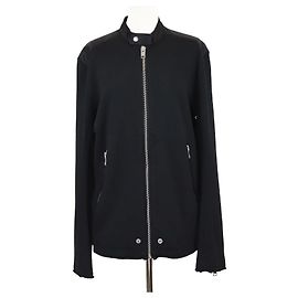 Diesel Black Cotton & Nylon Front Zip Biker Jacket Black