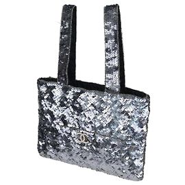 Chanel Metallic Sequins and Fabric Mini Trompe Le'oeil Tote Metallic